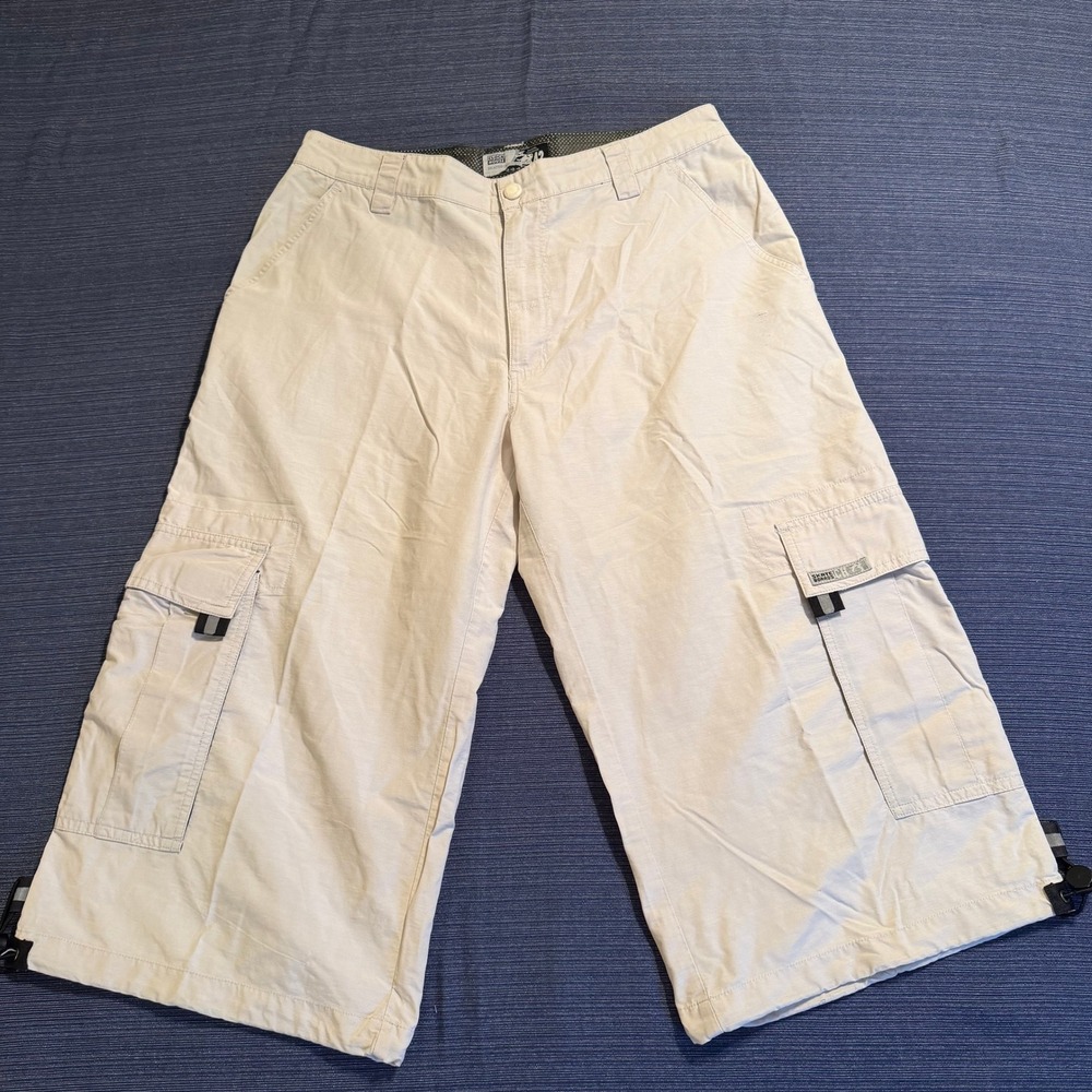 Clock House Skateboarding Mens Baggy Cargo Shorts Beige Y2K Techwear Size 31 42